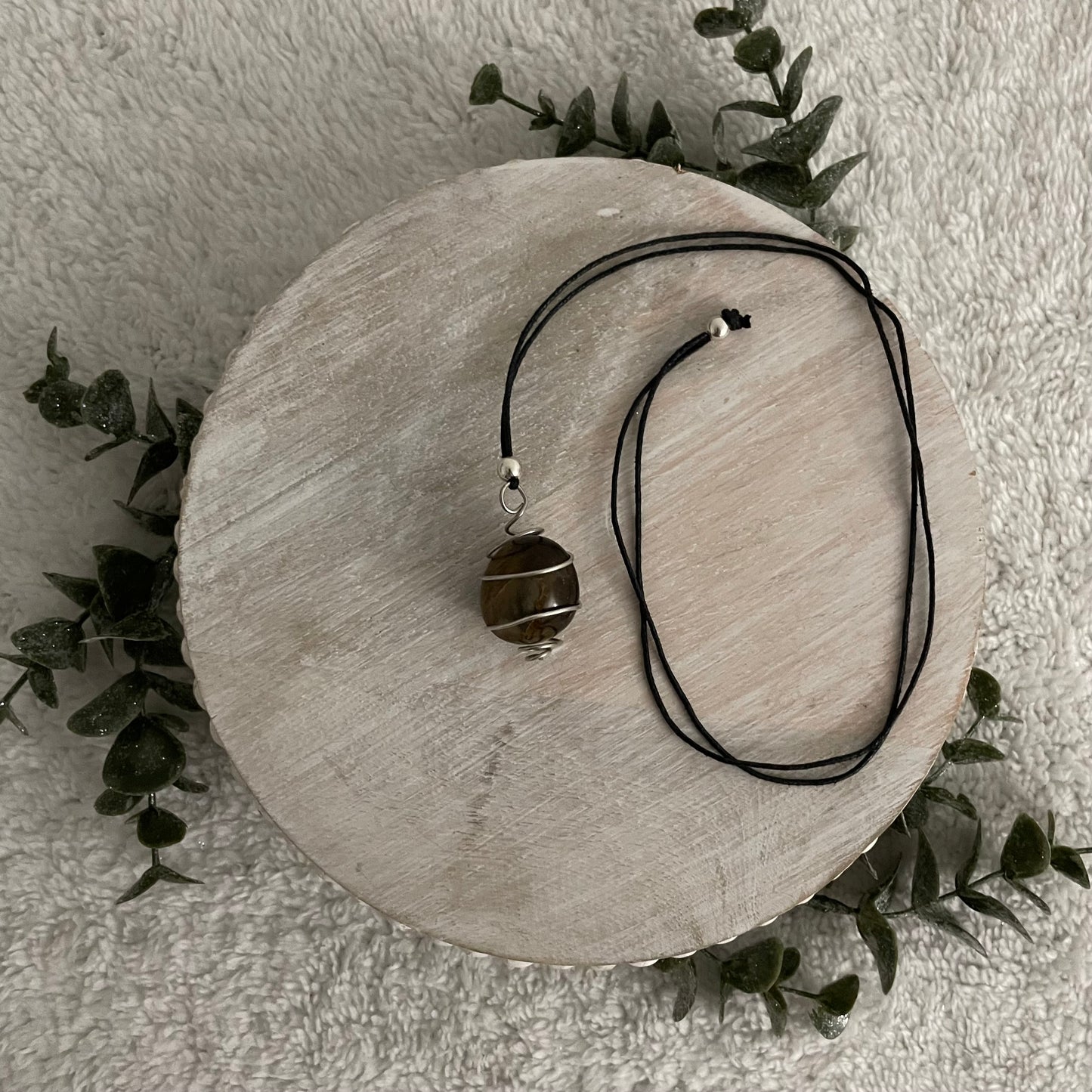 Silver and Tiger Eye Gemastone Necklace
