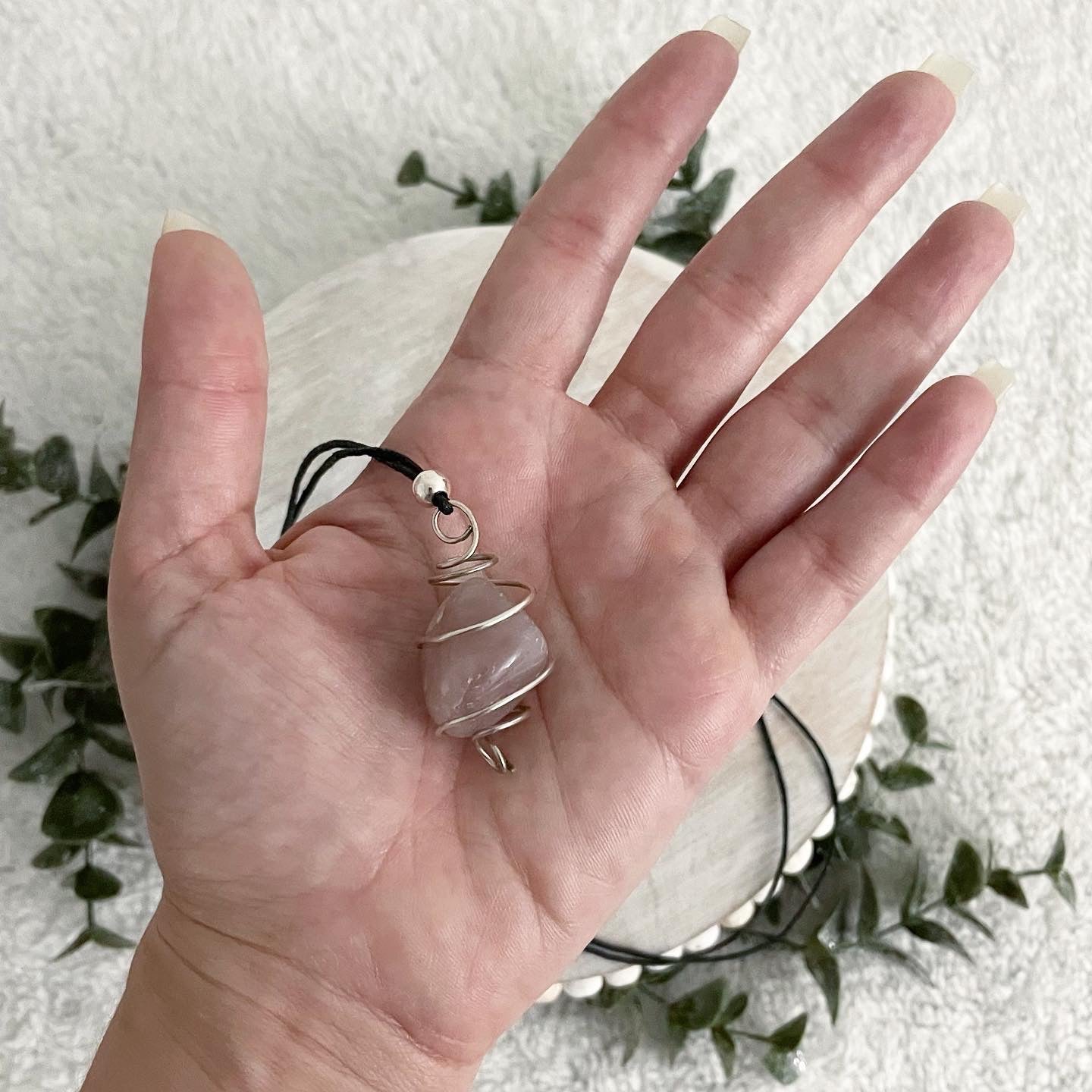 Silver and Rose Quartz Necklace