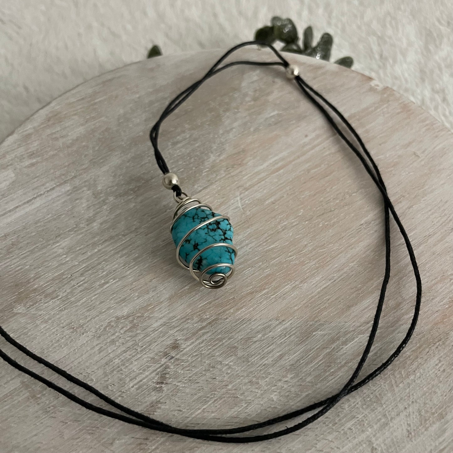 Silver and Turquoise Adjustable Necklace