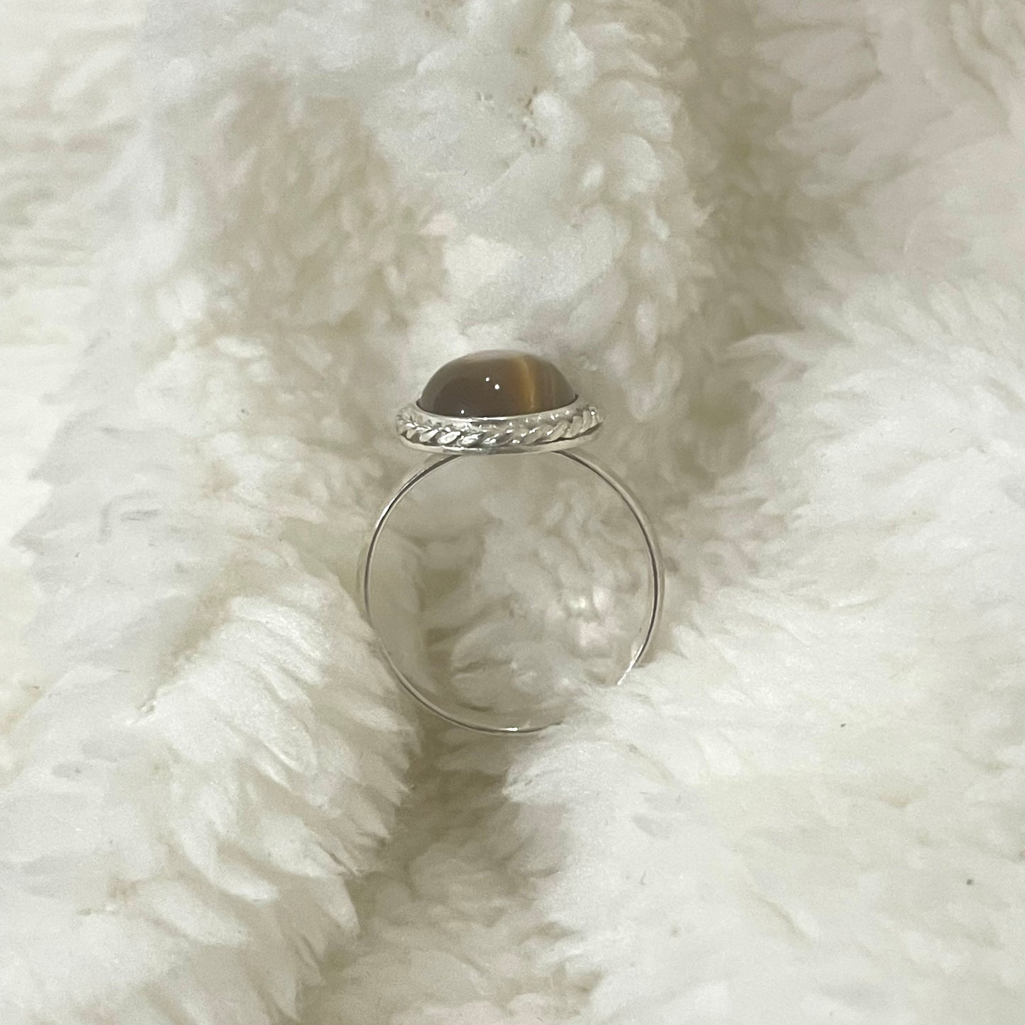 Silver and Tiger Eyes Gemastone Ring