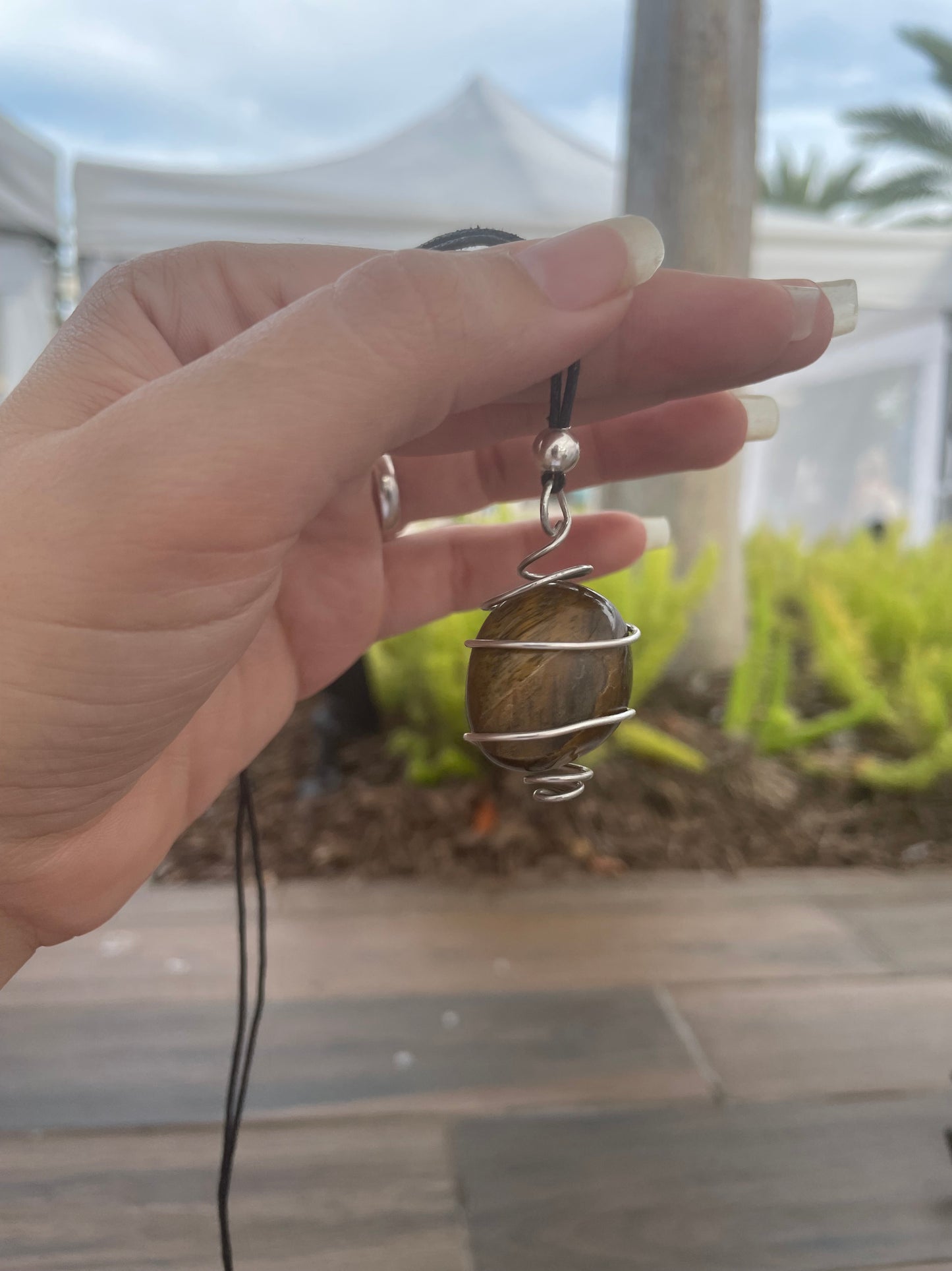 Silver and Tiger Eye Gemastone Necklace