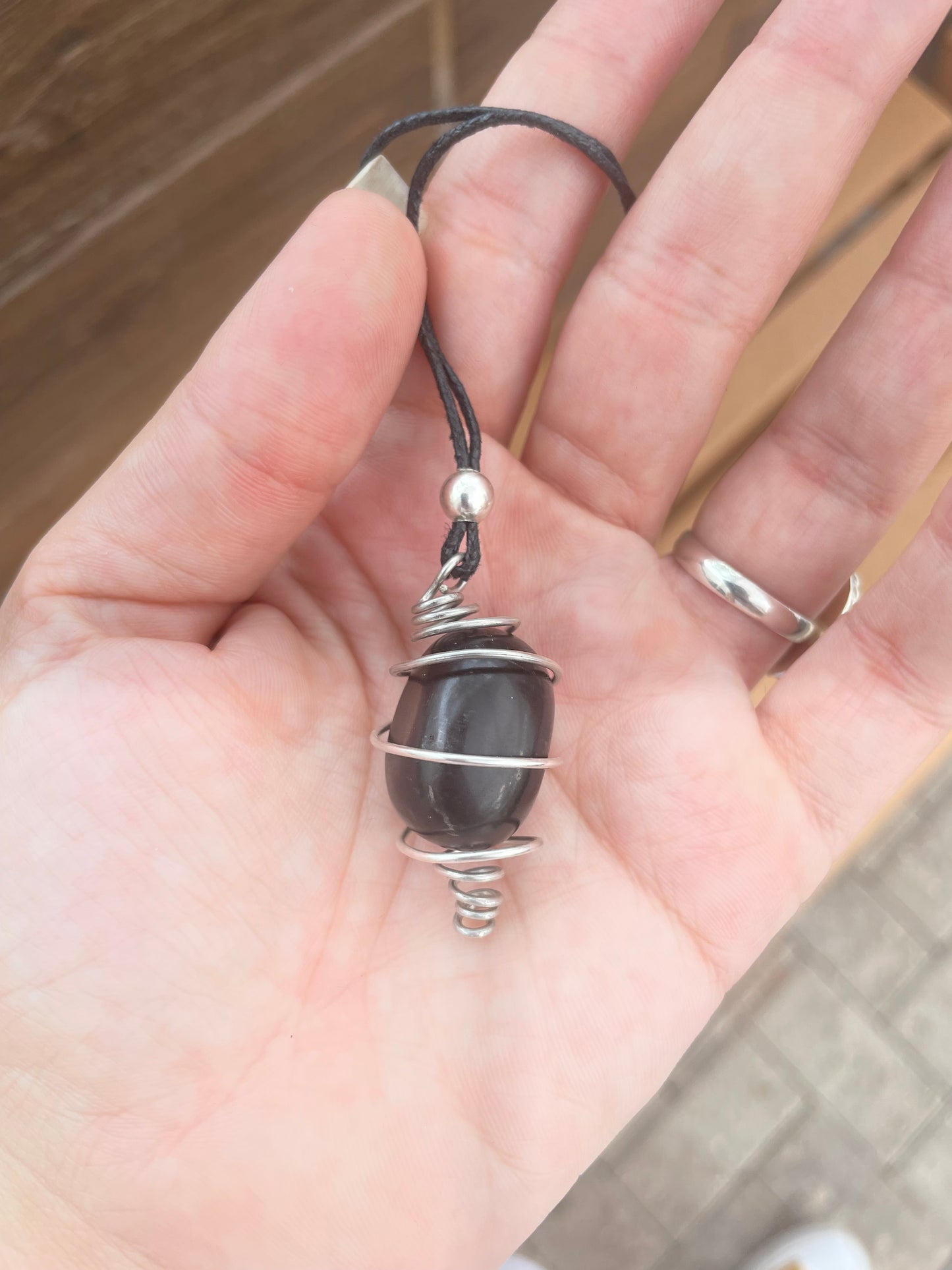 Silver and Black Onix Gemstone Necklace