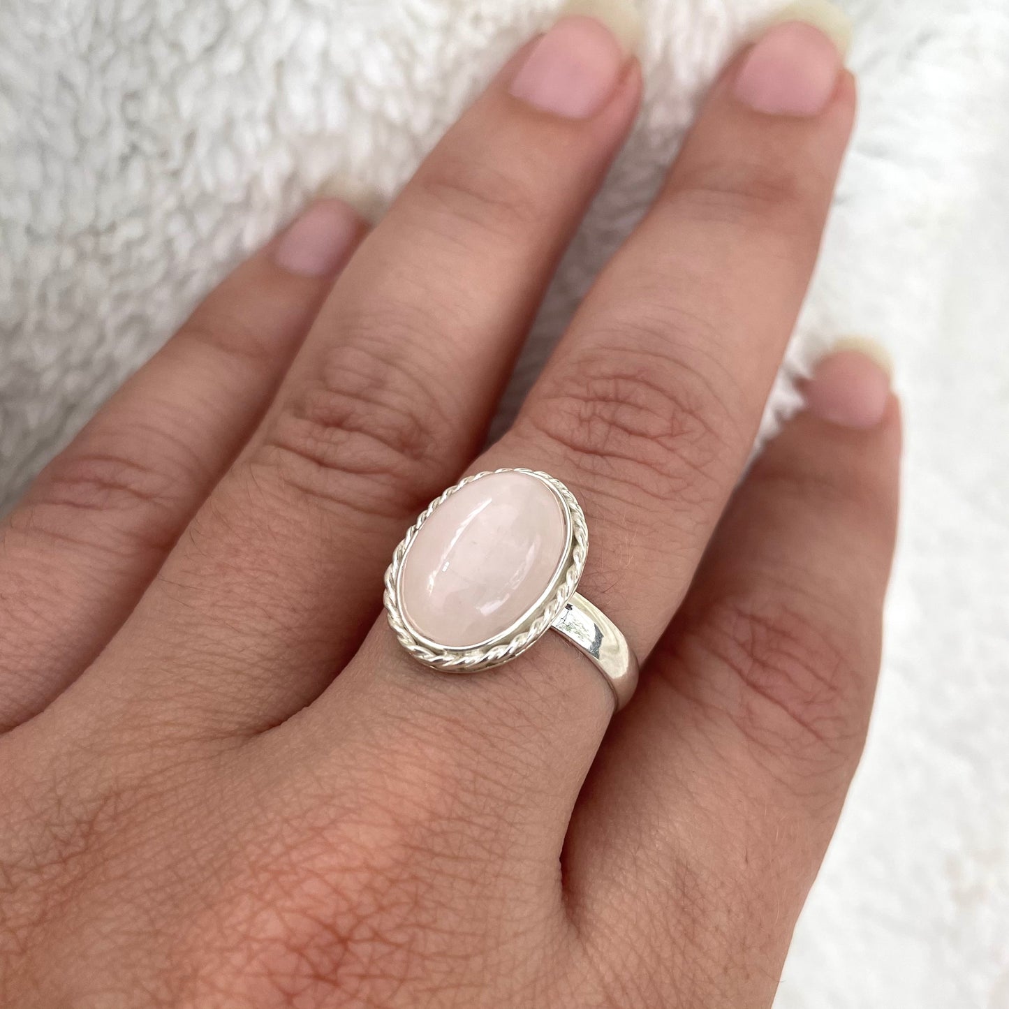 Silver ring with Rose Quartz Stone