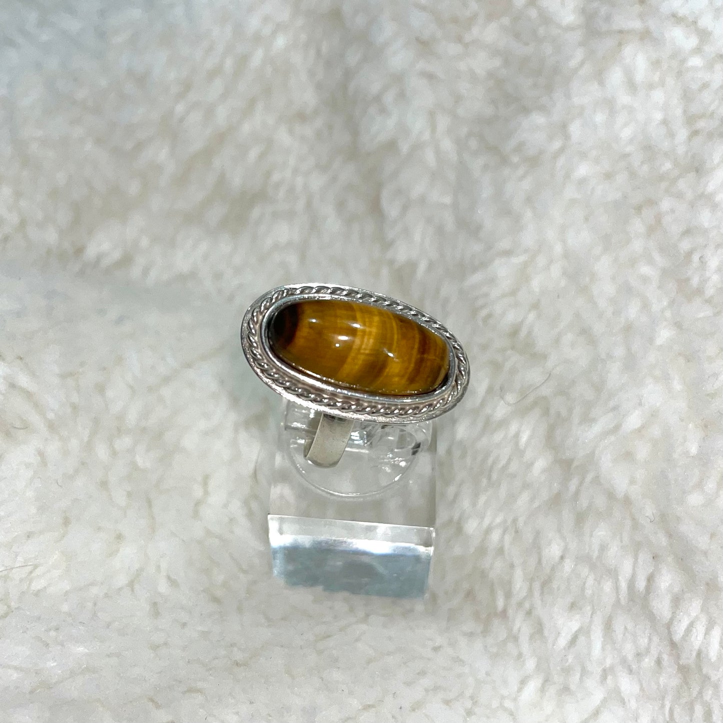 Silver and Tiger Eyes Gemastone Ring