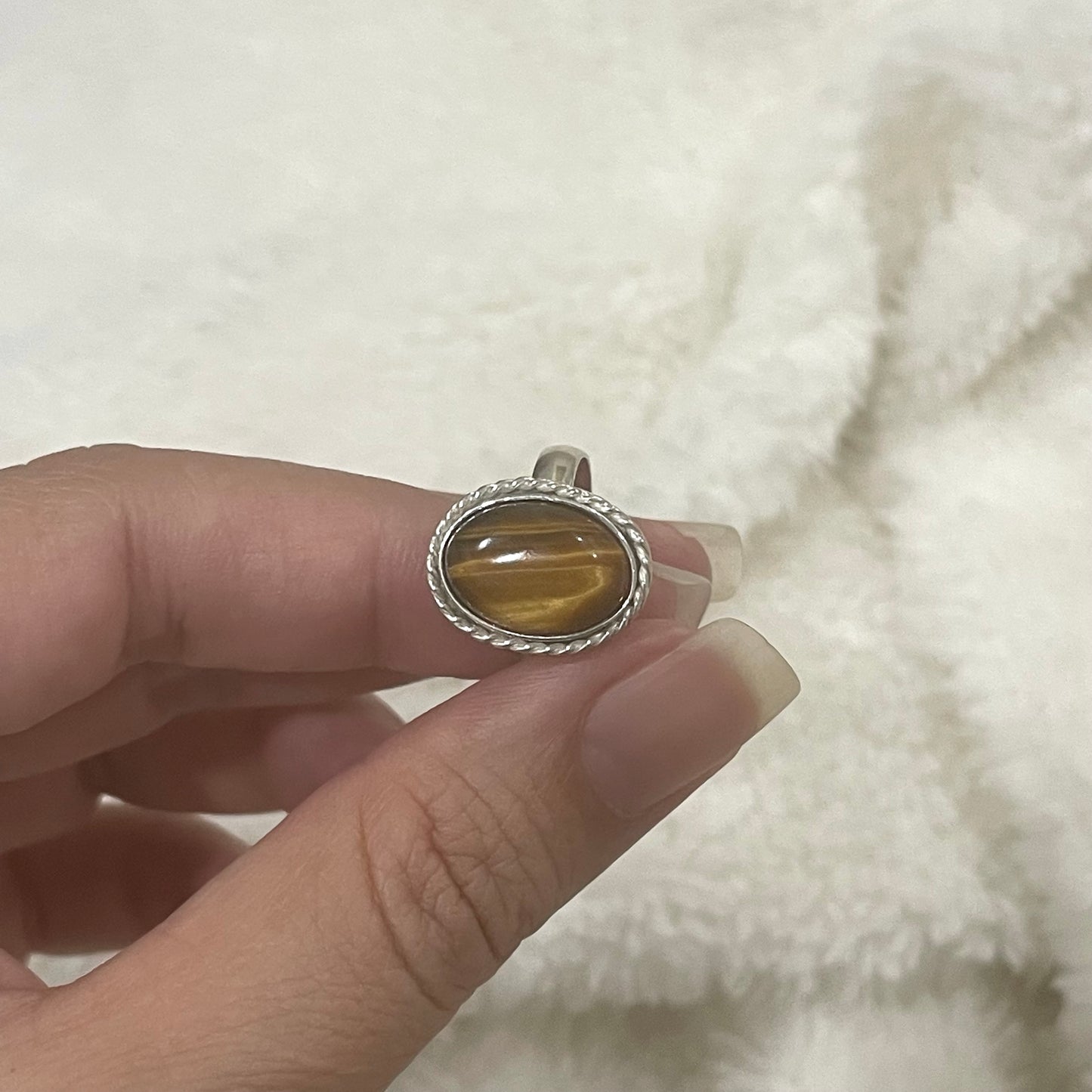 Silver and Tiger Eyes Gemastone Ring