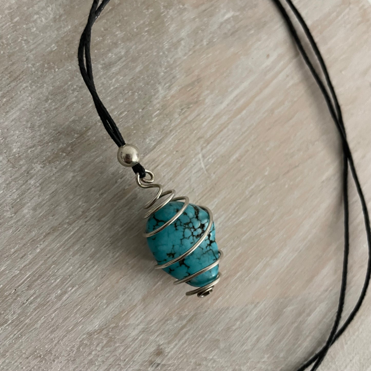 Silver and Turquoise Adjustable Necklace