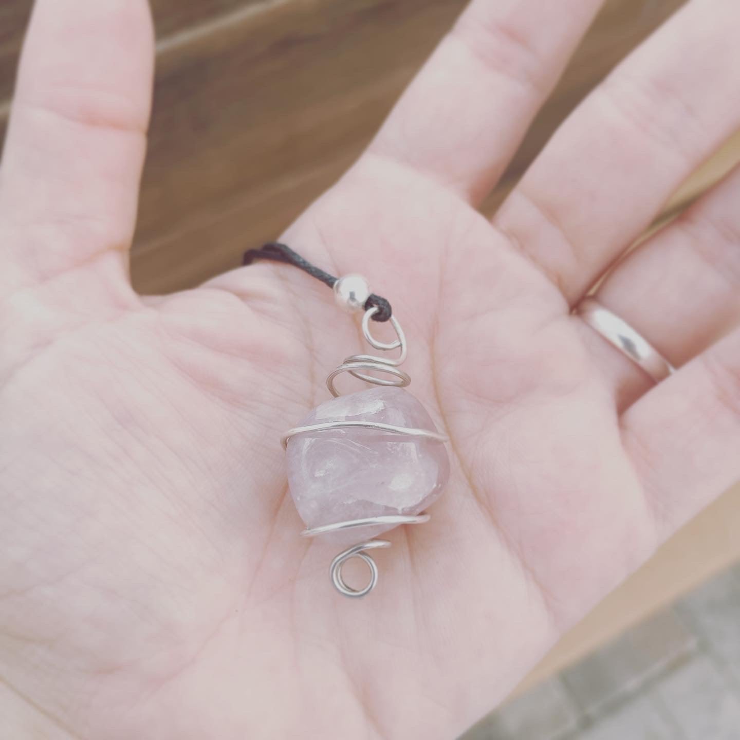 Silver and Rose Quartz Necklace
