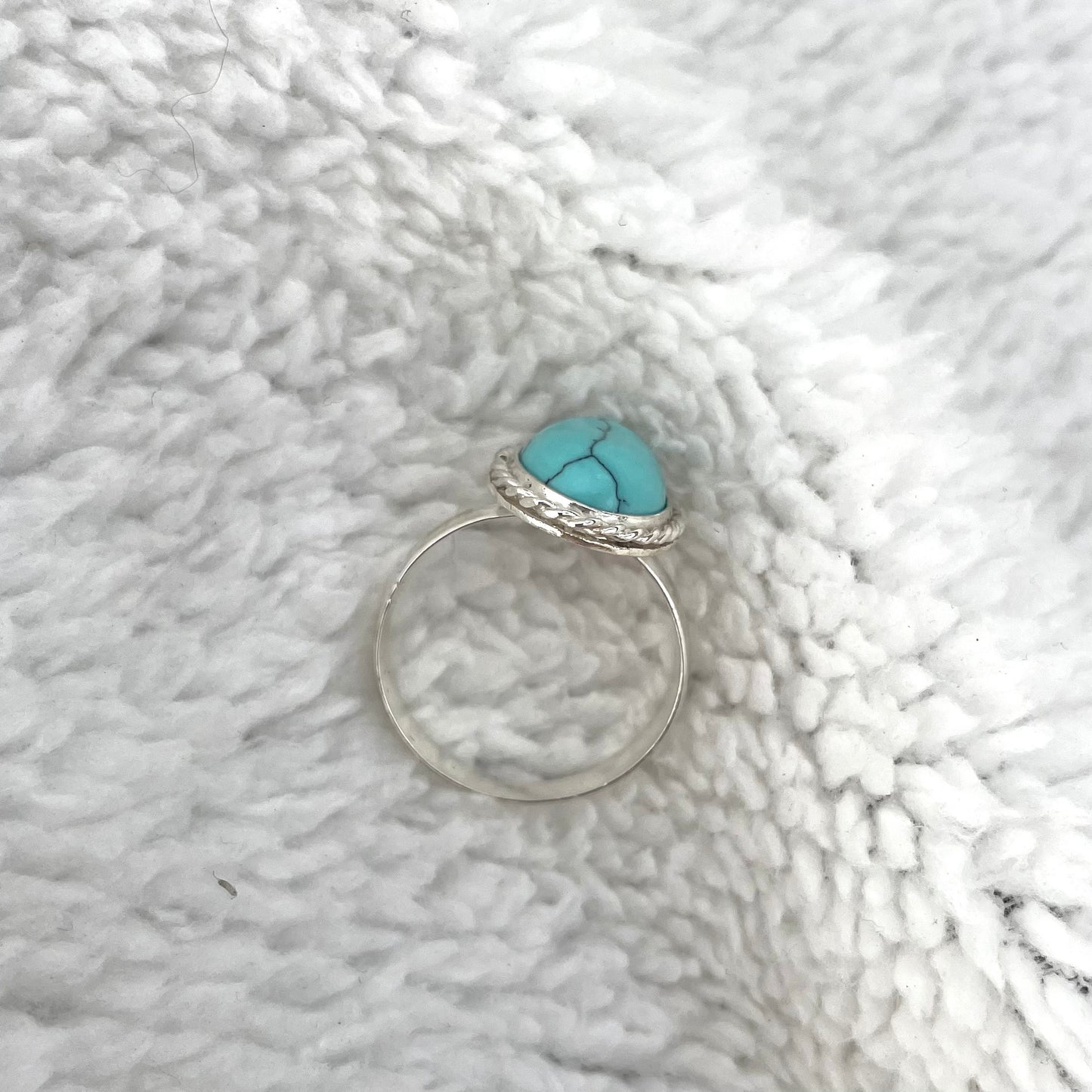 Silver Ring with Turquoise Natural Stone Ring