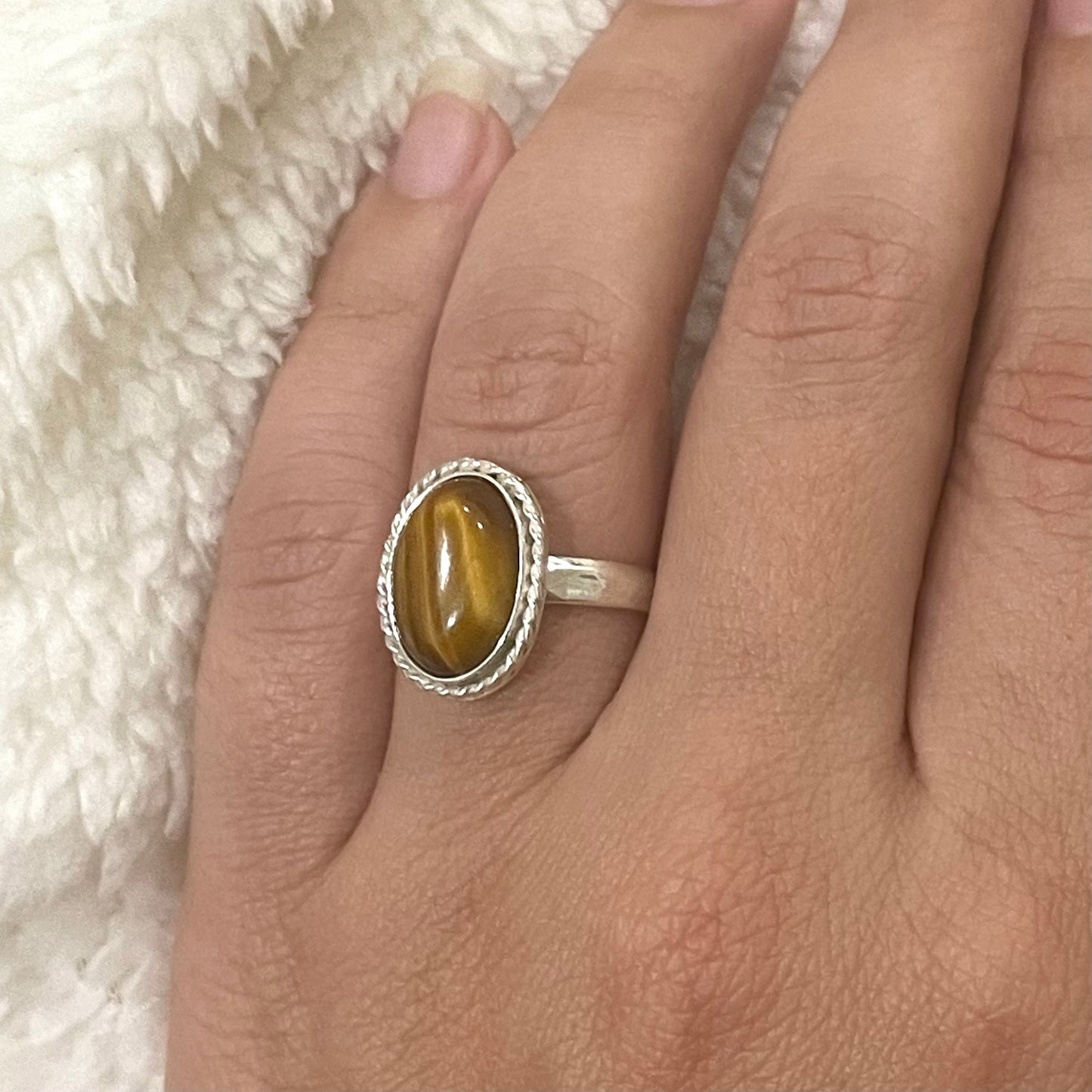 Silver and Tiger Eyes Gemastone Ring