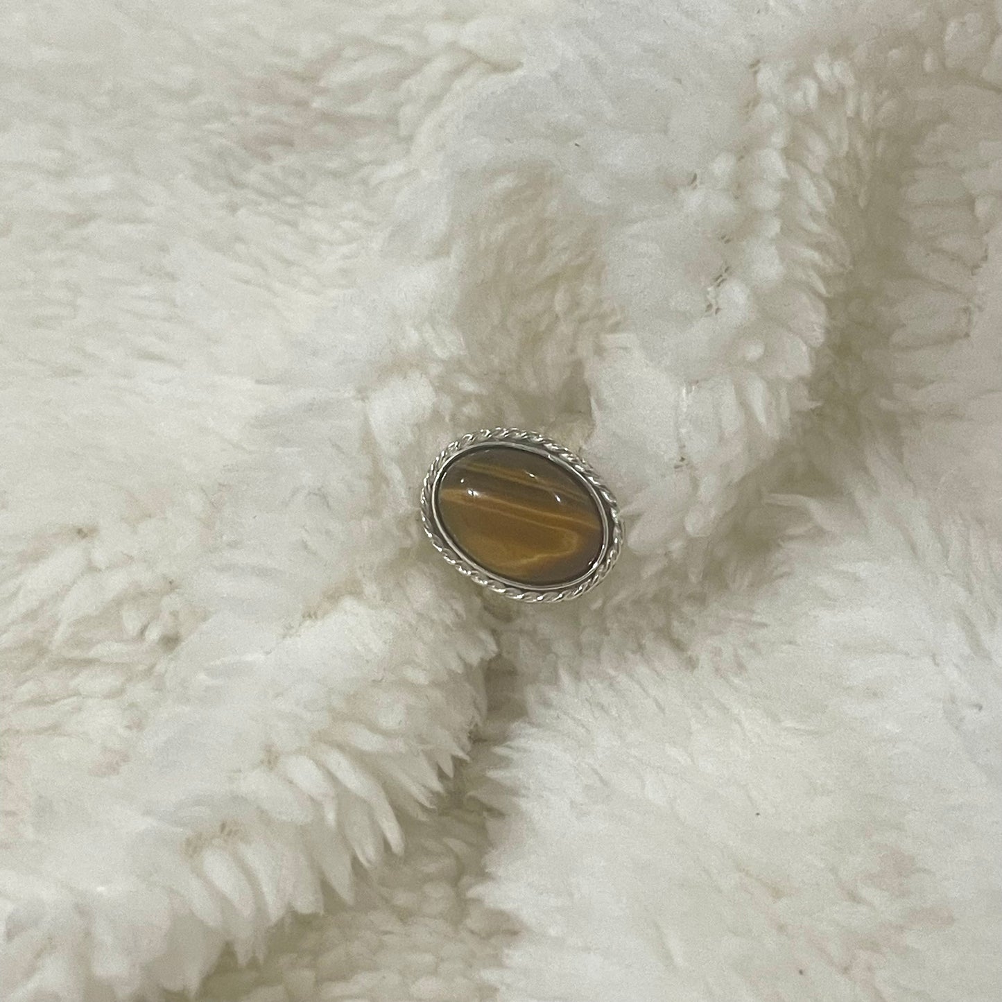 Silver and Tiger Eyes Gemastone Ring