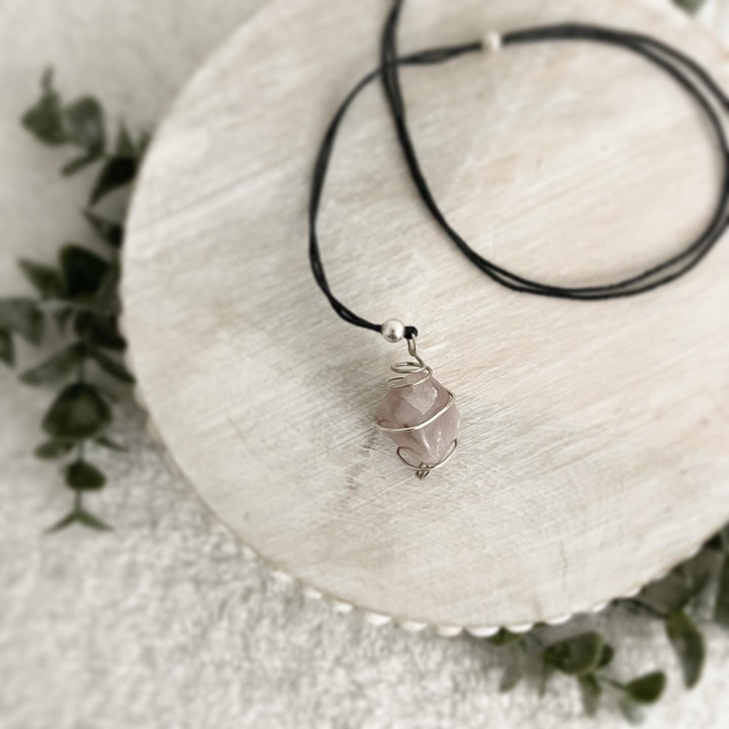 Silver and Rose Quartz Necklace
