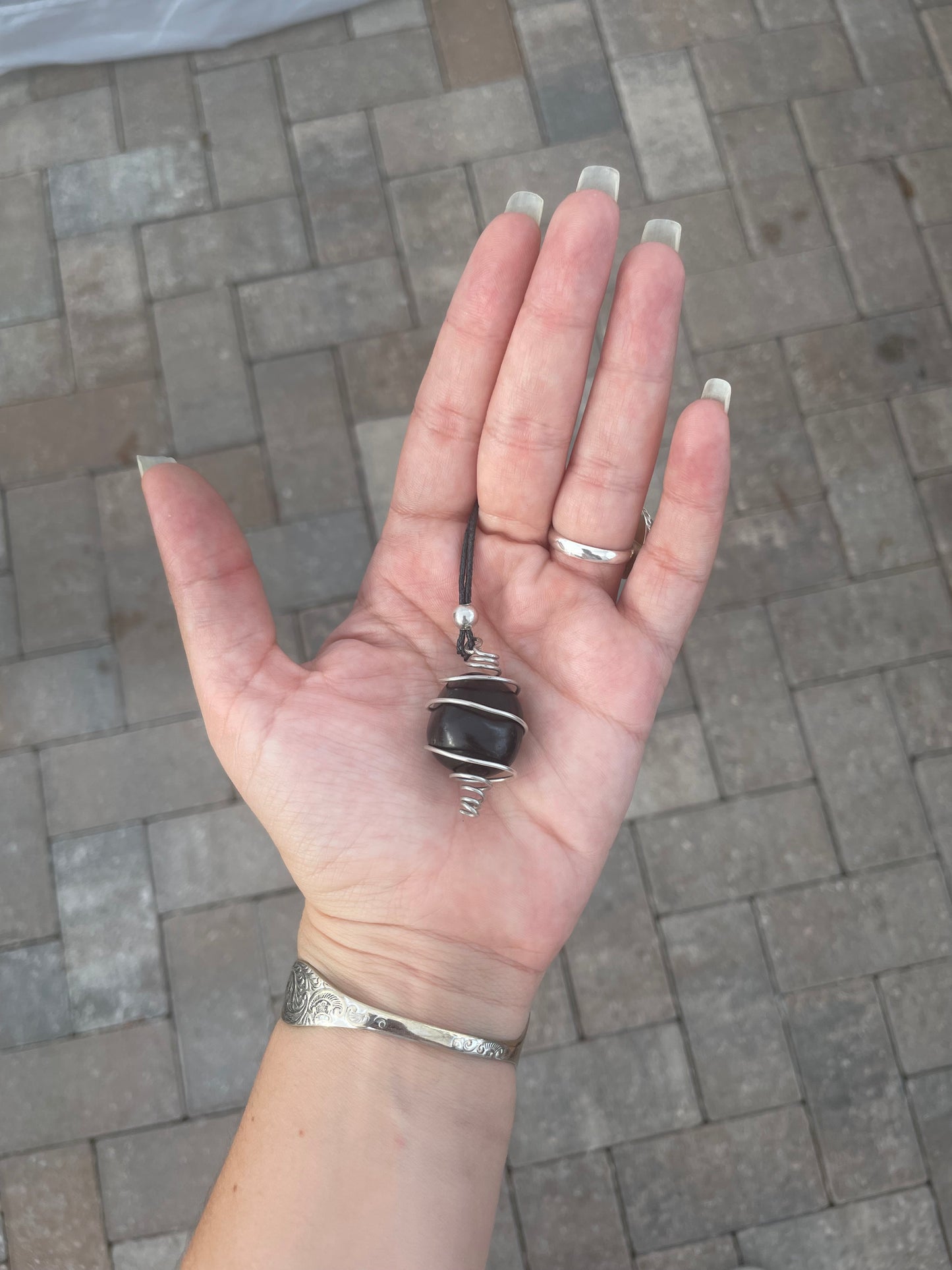 Silver and Black Onix Gemstone Necklace