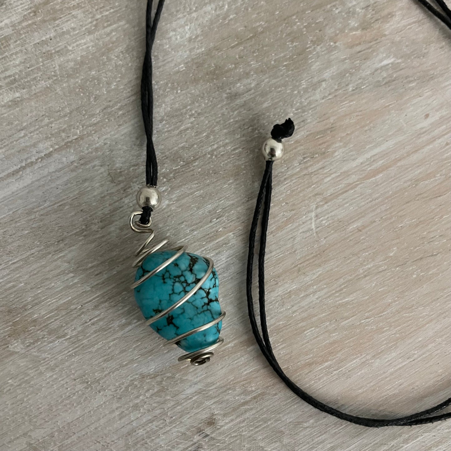 Silver and Turquoise Adjustable Necklace