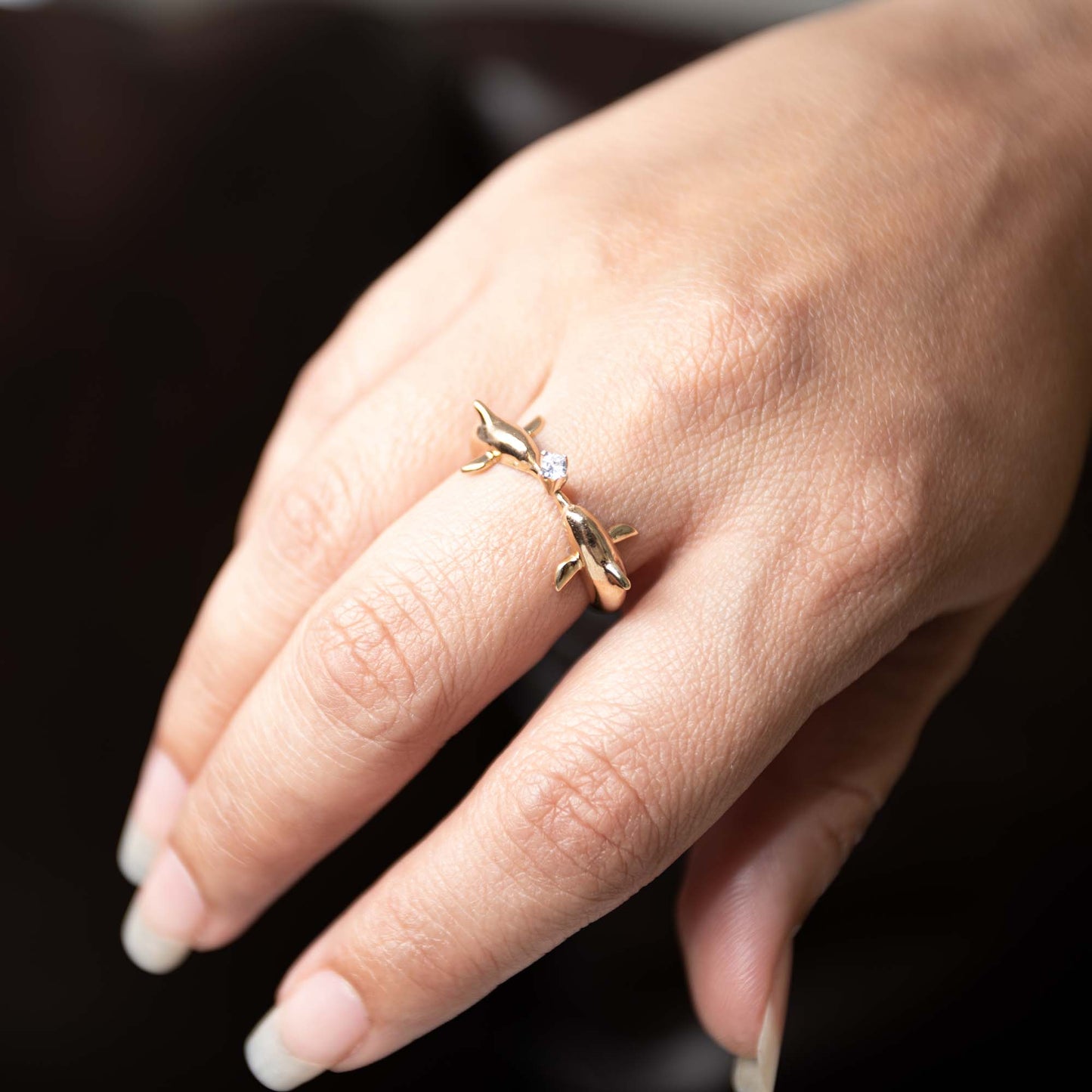 Dolphins - 14k gold ring
