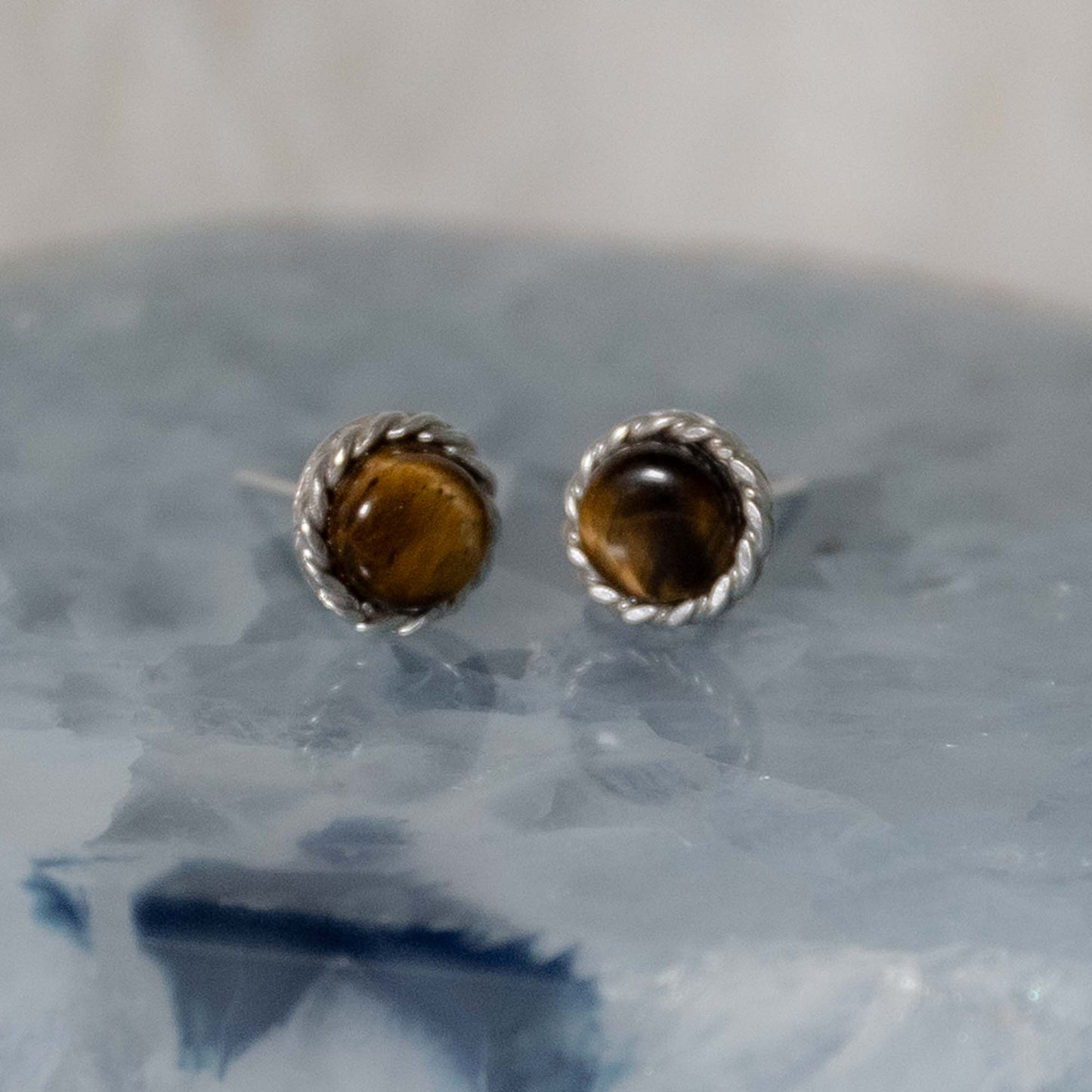 Tiger Eye - 925 Silver earring