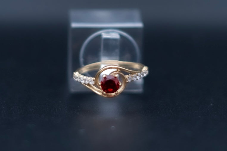 Red rose-14k gold ring
