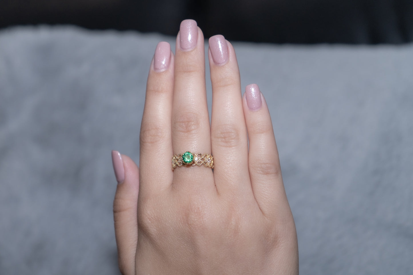 Green forest-14k gold ring