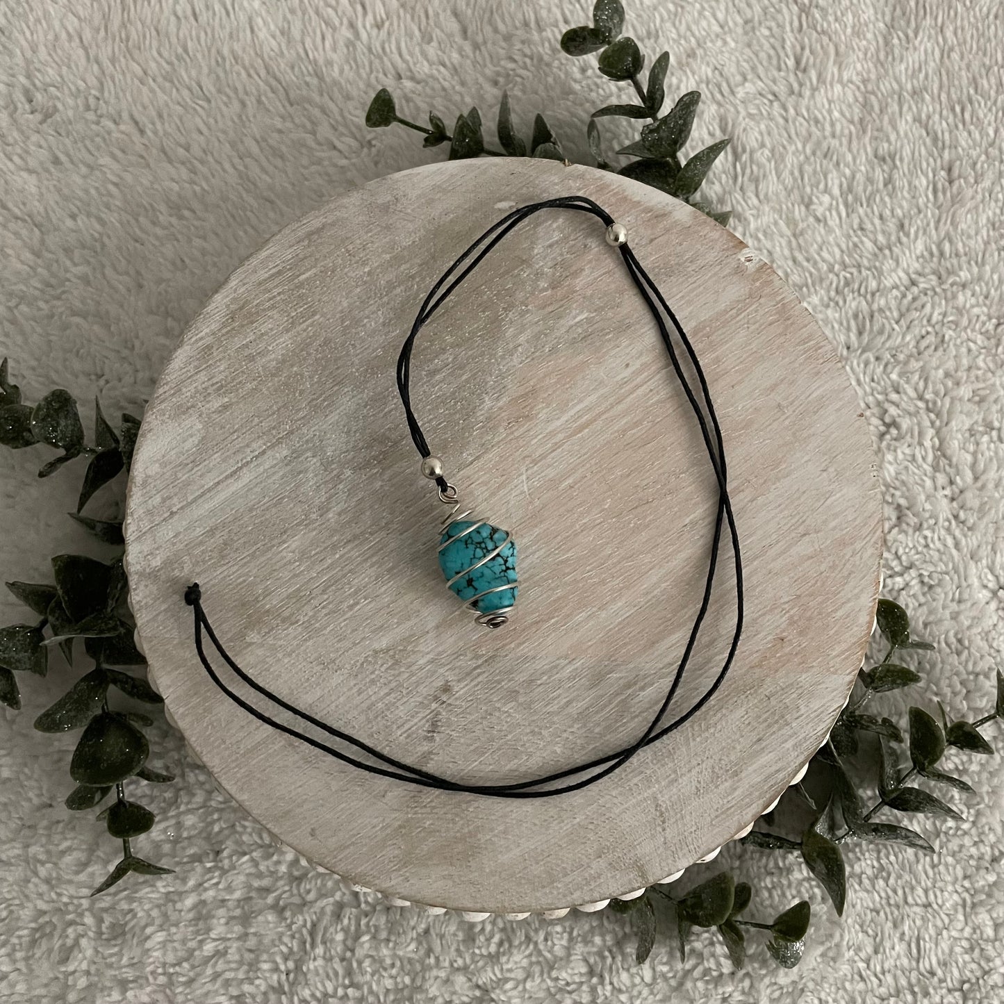 Silver and Turquoise Adjustable Necklace