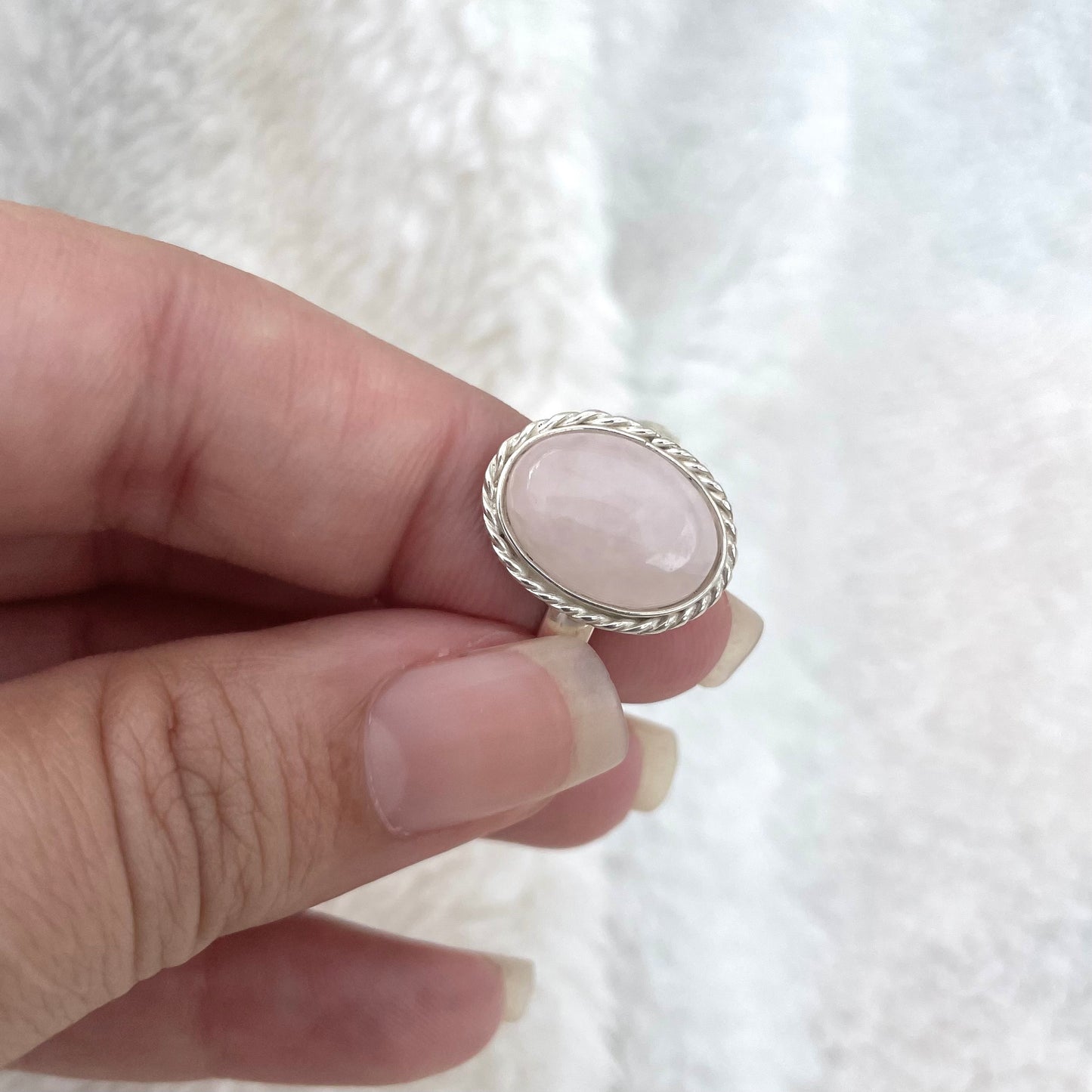 Silver ring with Rose Quartz Stone