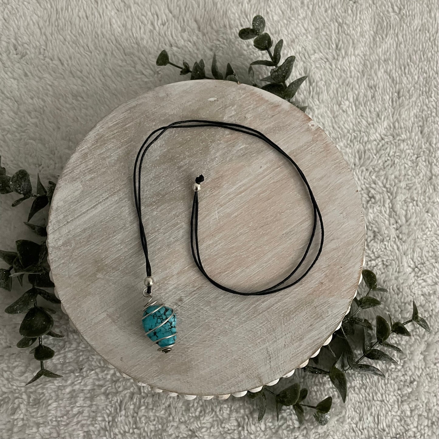 Silver and Turquoise Adjustable Necklace