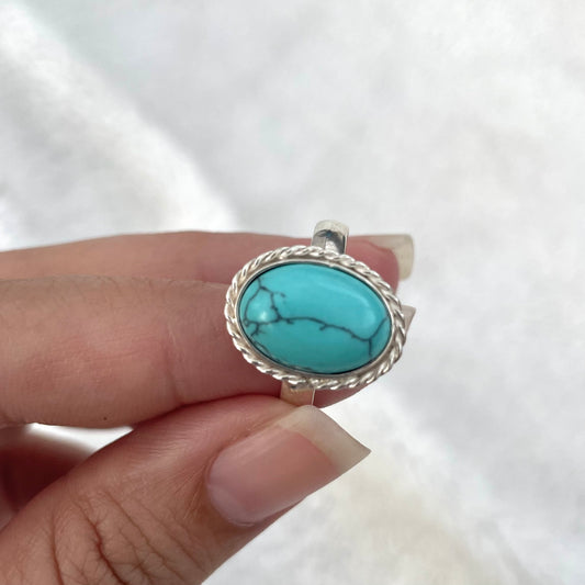 Silver Ring with Turquoise Natural Stone Ring